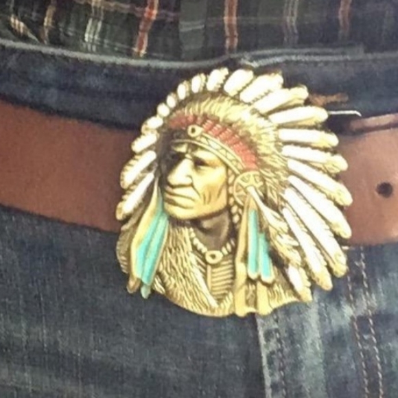 COPY - Native American Indian chief head belt buckle - Picture 3 of 3